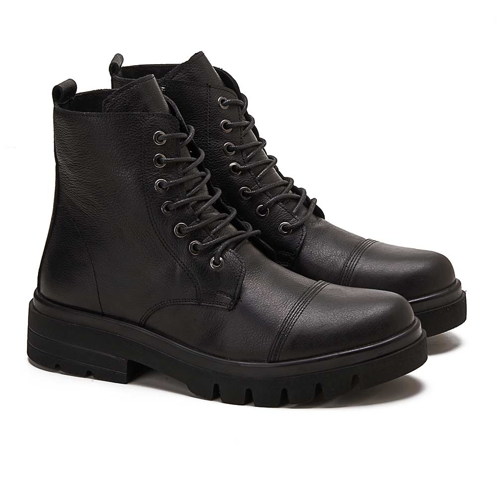 Genuine leather men hi top boots Black Gendys